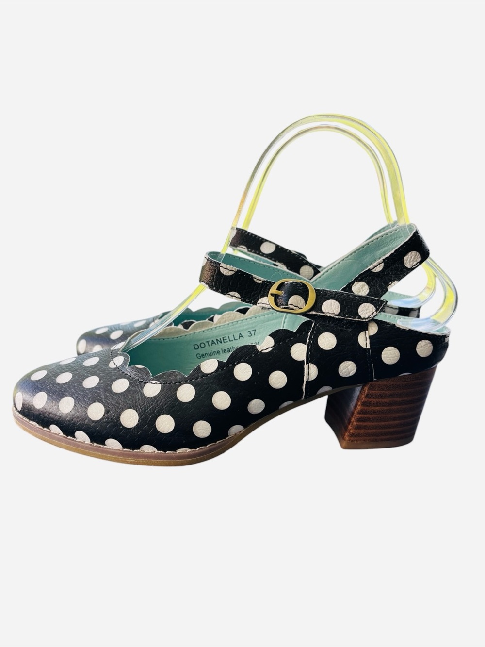 L’Artiste by Spring Step Donatella Mary Jane Heel Black and White Polka Dot 37
